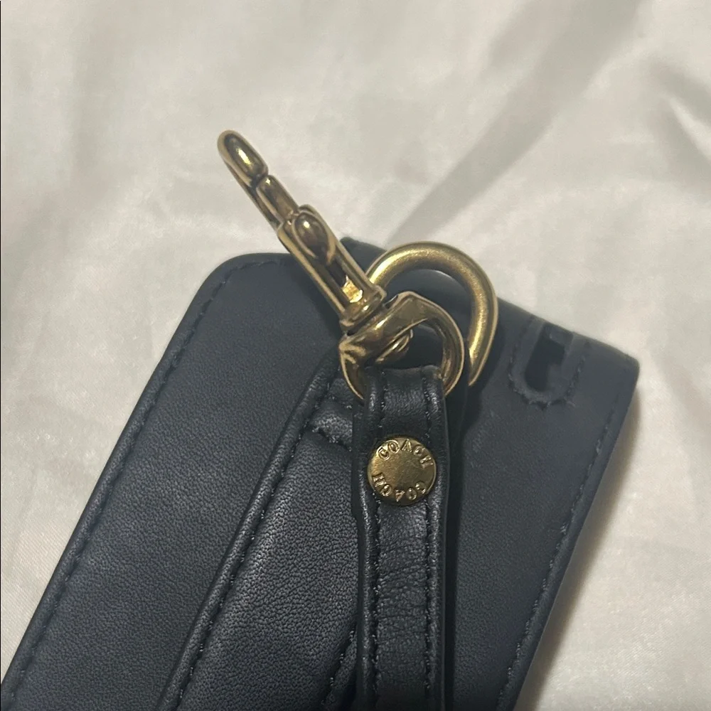 Vintage Coach Black Leather Phone Holster with Strap